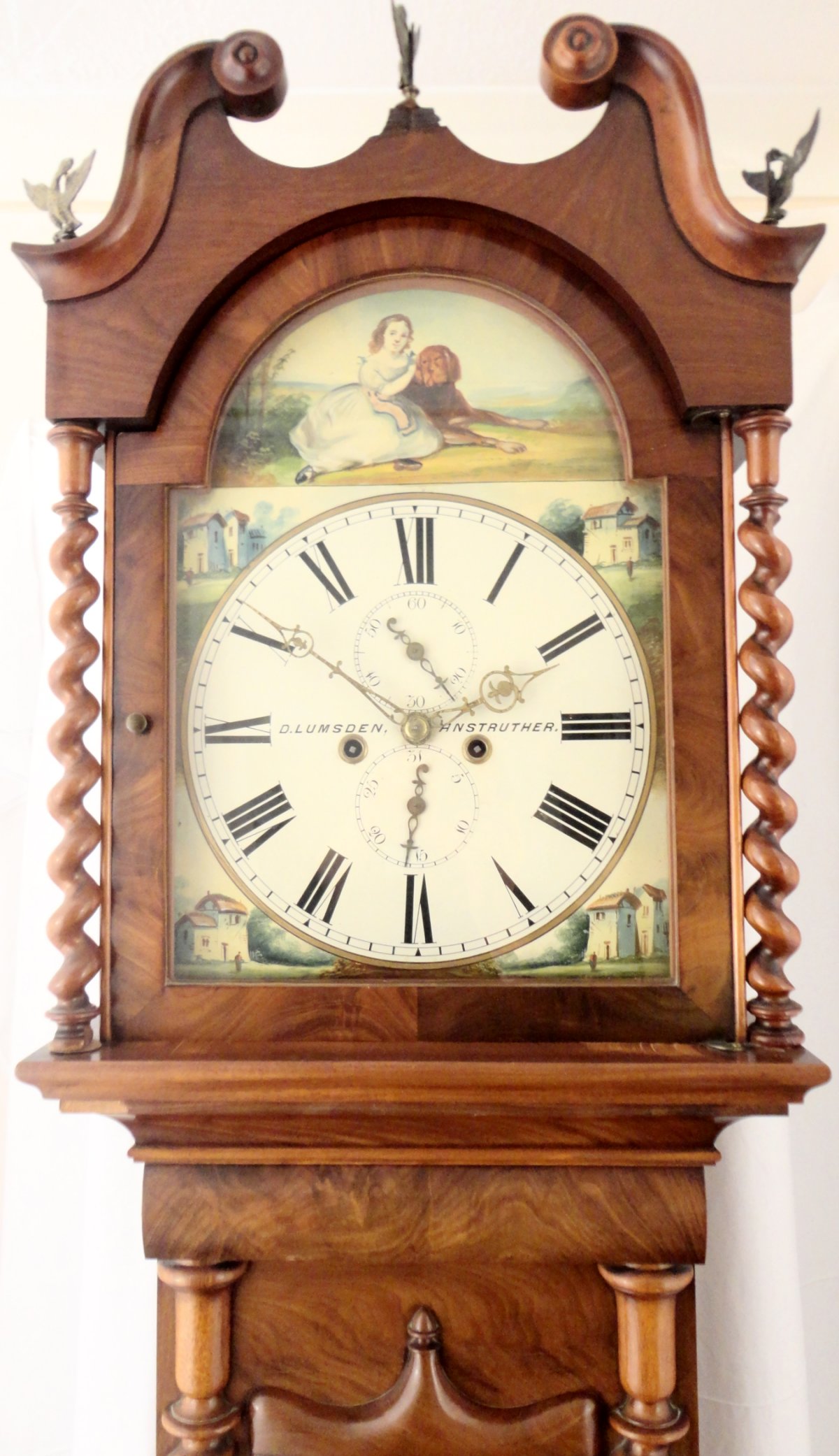 Antique Scottish mahogany long case clock. D. Lumsden, Anstruther Ian